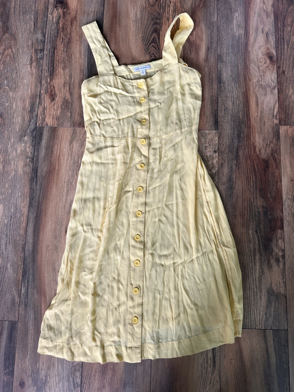 Yellow Button-Front Midi Dress